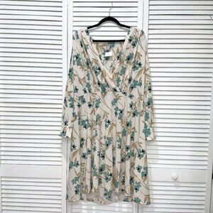 H&M Blue and Yellow Floral Midi Dress Size XL